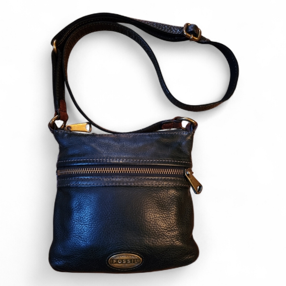 Fossil Black Leather Crossbody Bag